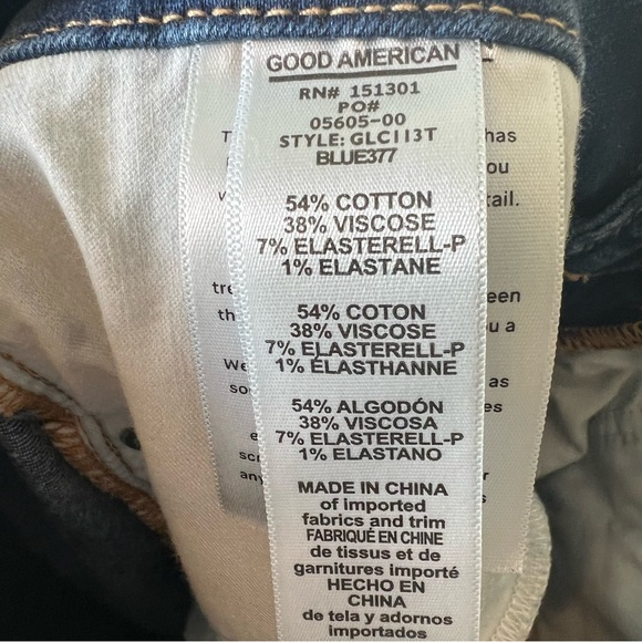 Good American Good Legs Skinny Jeans Distressed High Rise Dark Wash Size 4/27 - Picture 7 of 7